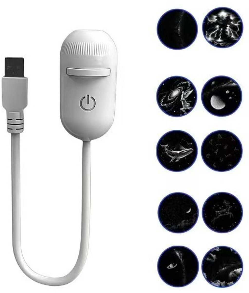 2-in-1 sterrenhemelprojector, sterrenhemelprojector met instelbaar nachtlampje, 360° draaibare USB LED-sterrenprojector, 10 sterrenhemelpatronen.