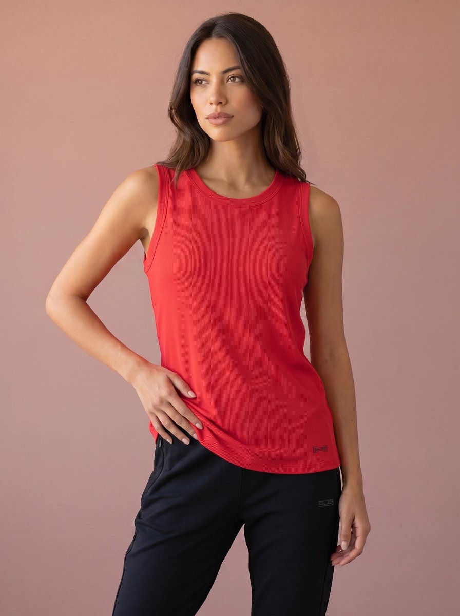 Sjeng Sports YADA - Maat: XS Watermelon - Tennis Top Vrouwen - Sporttop - 92% polyamide, 8% elastaan, 2x2 rib