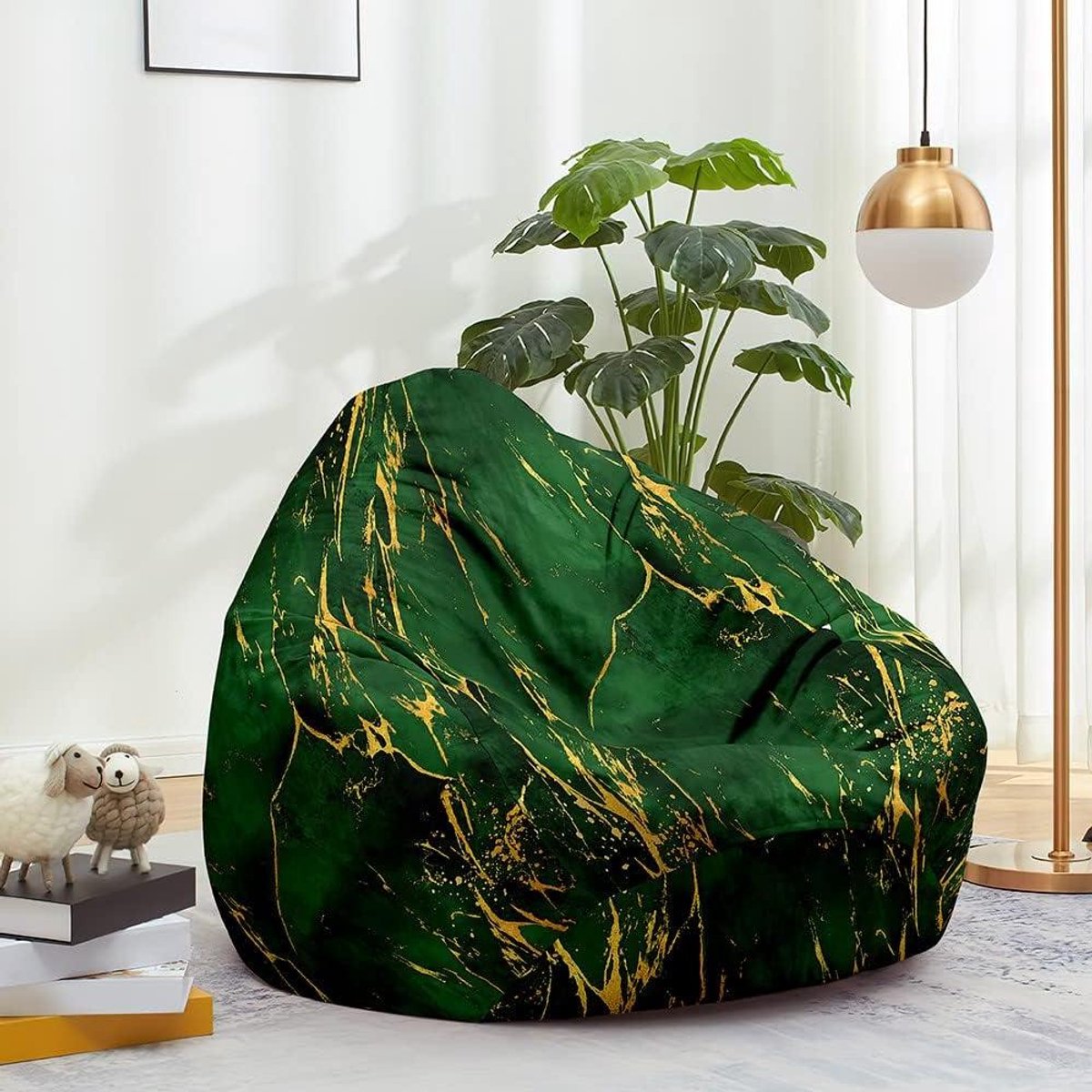 Zitzakhoes - Luie Sofa Cover - Ontspannen - Opbergruimte voor knuffels - 90x110cm - Donkergroen