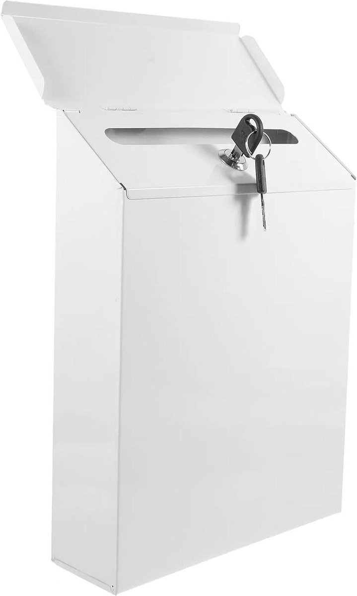 Hangende brievenbus - Muur postbak - Ideeën verzamelen - Afsluitbaar met sleutel - 30cm hoog - Wit