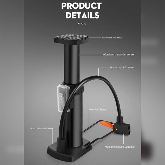 Hogedruk Fietspomp - Mini Fietspomp - Banden Oppompen - Draagbaar Ontwerp - 140 PSI - Zilver — afbeelding 4