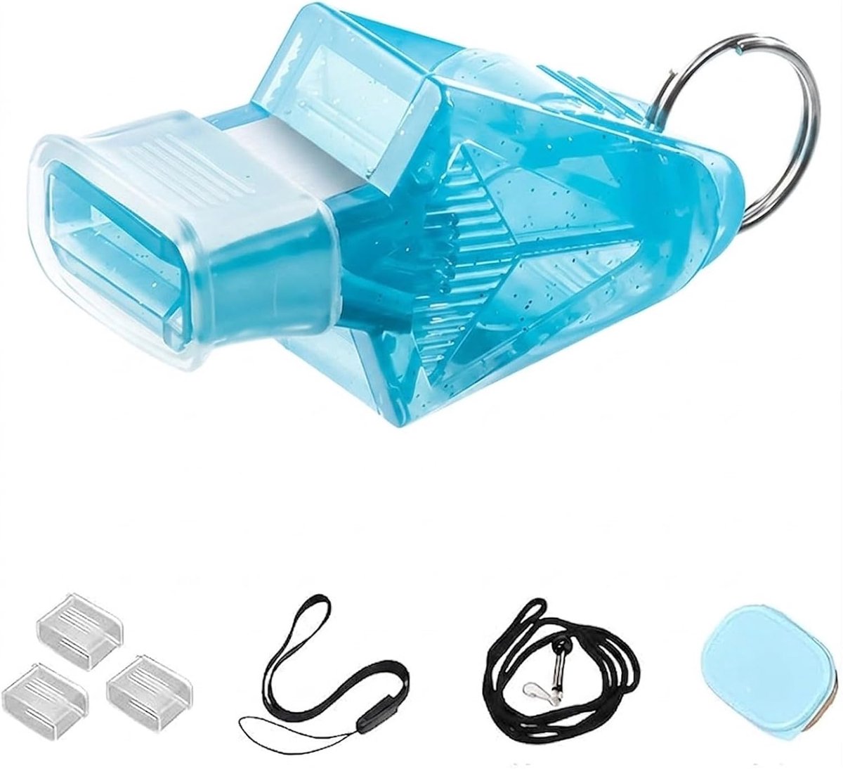Bobypet - Professionele Scheidsrechterfluit 130 dB - Luid Sportfluitje zonder Balletje met Mondbeschermer - Fluitje voor Voetbal, Basketbal & Noodgevallen - Lichtblauw