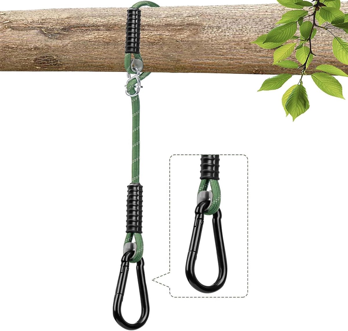 Schommelbevestiging Touw - Hangmat Ophanging - Schommels Ophangen - Zachte Rubberen Bescherming - 18 m - Groen