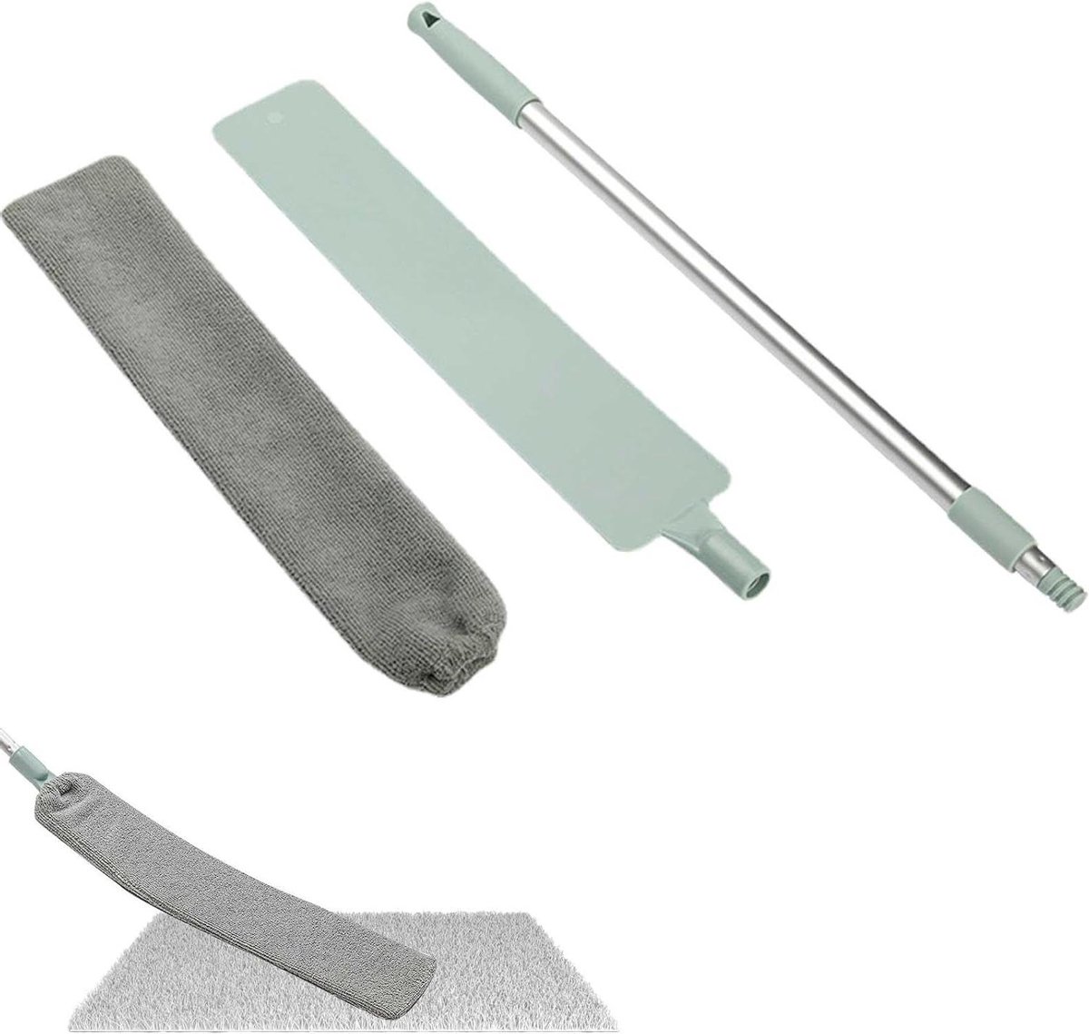 Stofreiniger - Reinigingsborstel - Huis Schoonmaken - Intrekbare steel - 98.5 cm - Blauw