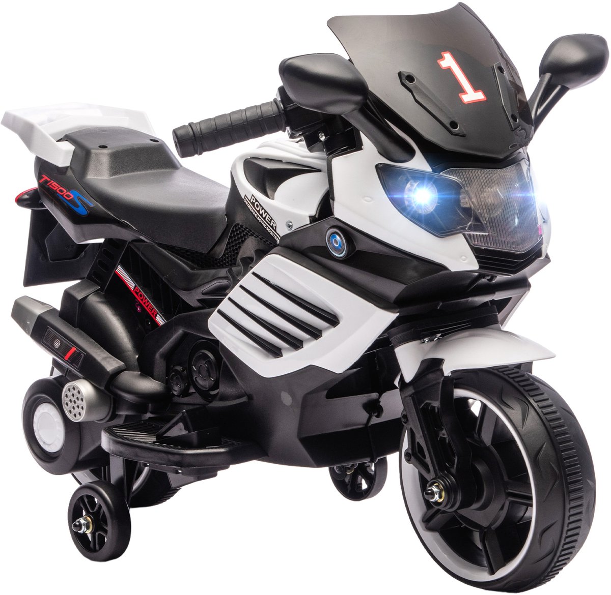 AIYAPLAY - Elektrische rijdende motorfiets - PP, metaal - 77 x 38 x 50 cm - Wit