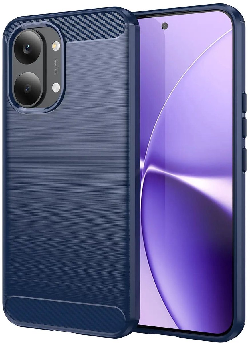 Geborsteld TPU Hoesje Geschikt voor Xiaomi Poco X8 Pro - Beschermhoes - Back Cover - Case Flexibel TPU - Stijlvol Carbon - Dun - Blauw