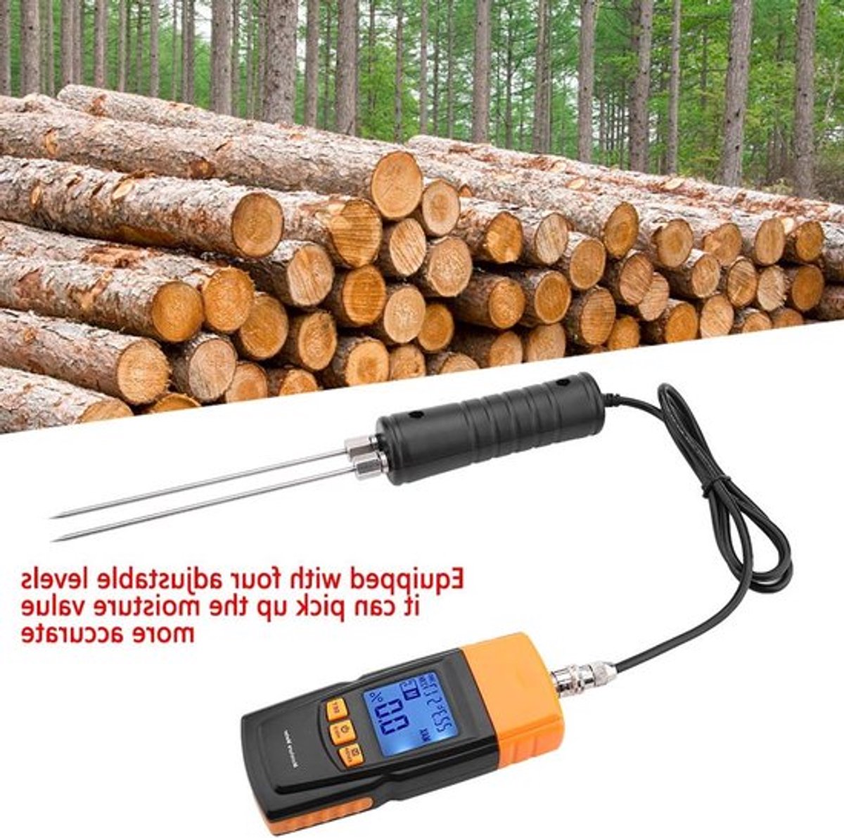 Digitale Hygrometer met LCD Display voor Nauwkeurige Vochtmeting van Hout, -10 tot 60°C, Ideaal voor Houtbewerking en Bouwprojecten