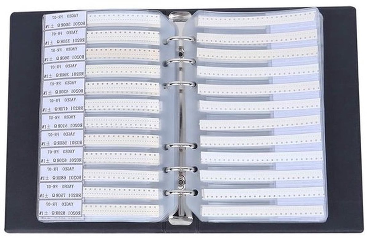 Waardevolle Weerstandscombinatie Monsterboek Kit met Draagbare Plastic Organizer in Zwart - Ideaal voor Elektronica en Hobbyprojecten