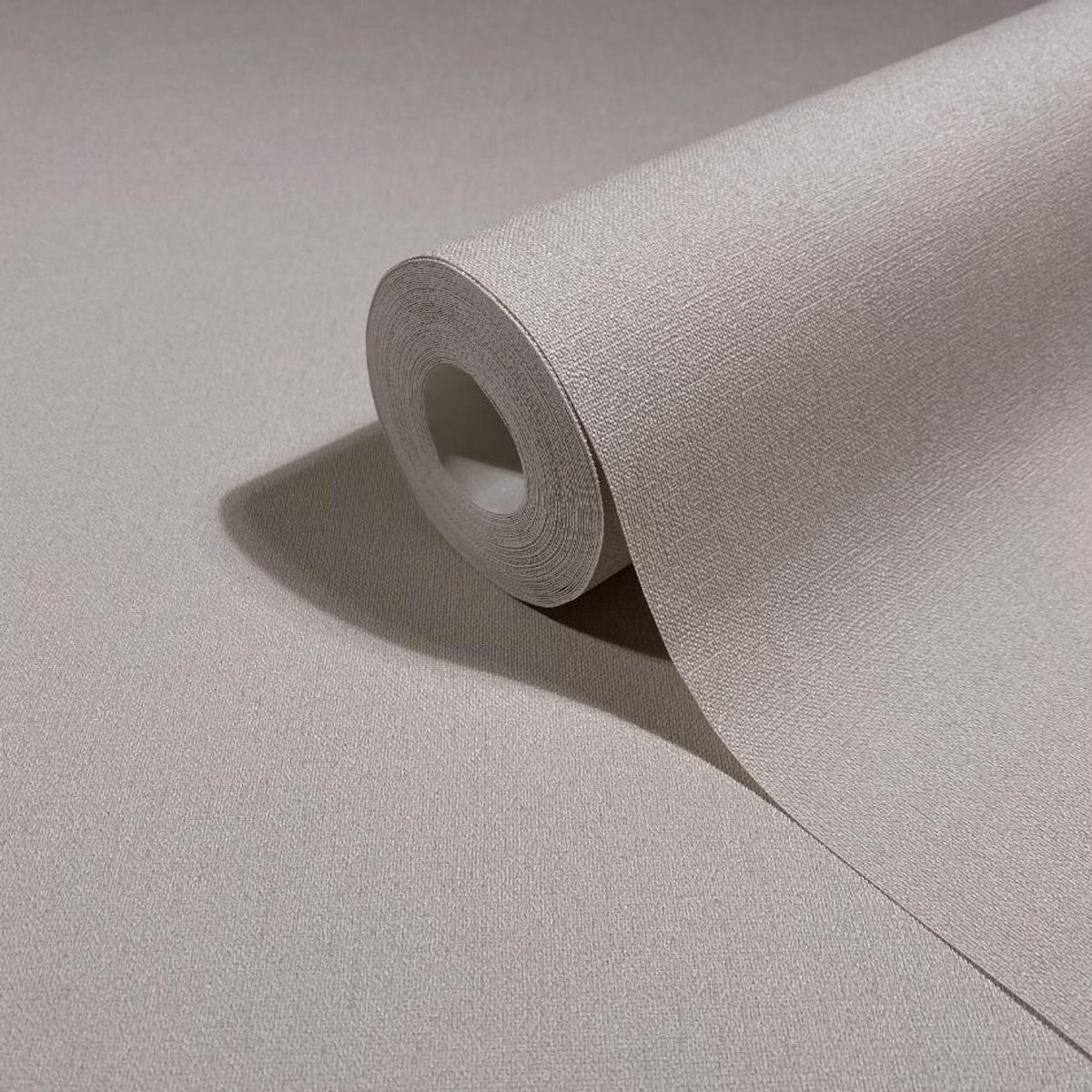Behang – Luxe Linnenstructuur - Warm Grijs- Uni Behang - Japandi - Vliesbehang - Woonkamer Slaapkamer - 0,53 x 10,05 M – Whisper