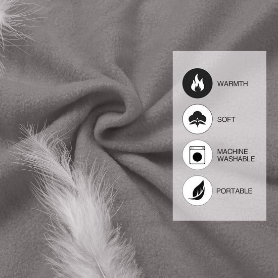 Fleece Slaapzak Liner - Reisdeken Buiten - Kamperen en Reizen - Volledige Rits - 180 x 78 cm - Grijs — afbeelding 2