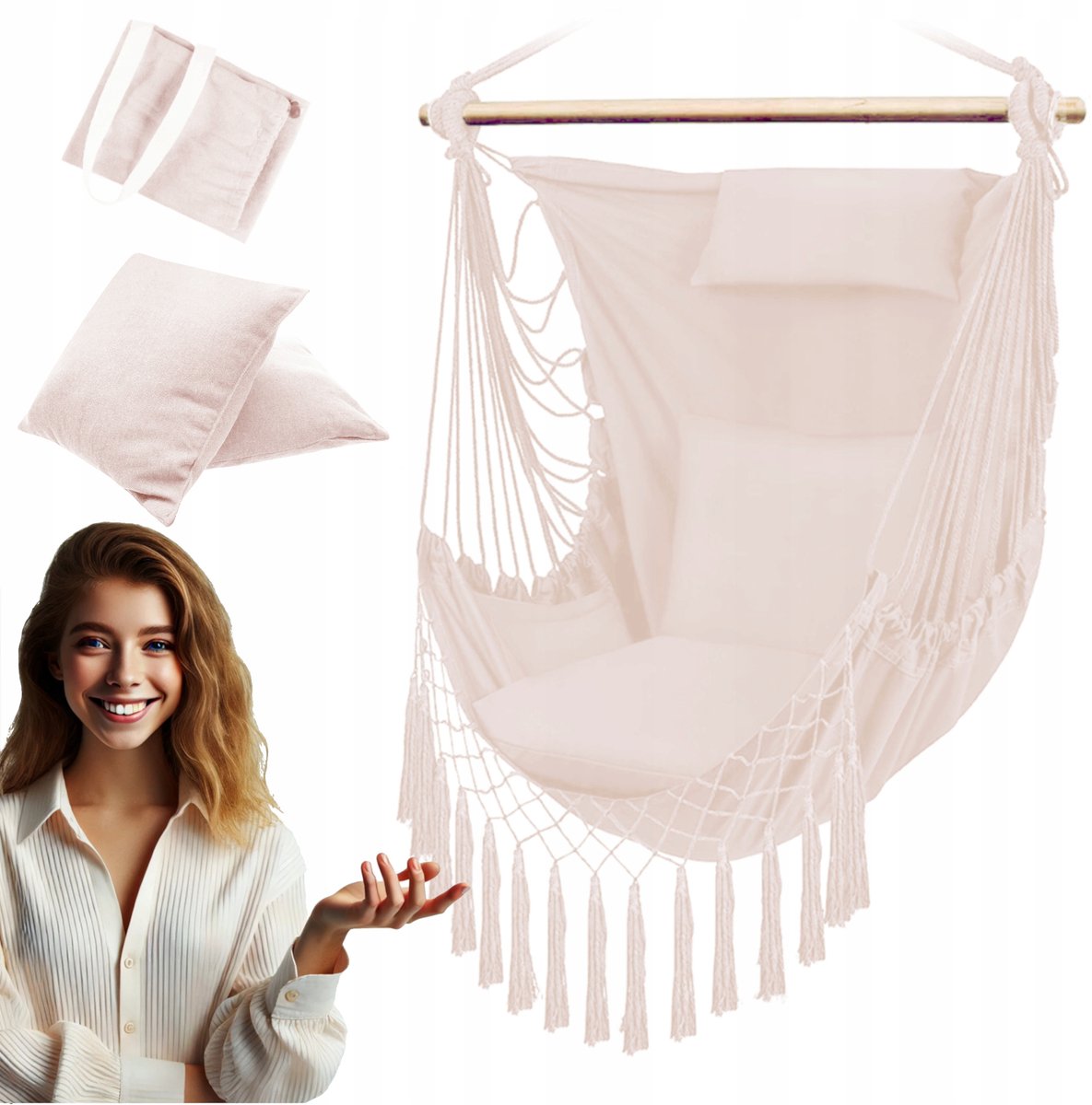 XXL Hangstoel Boho Stijl met Kussen - Comfortabel en Stijlvol
