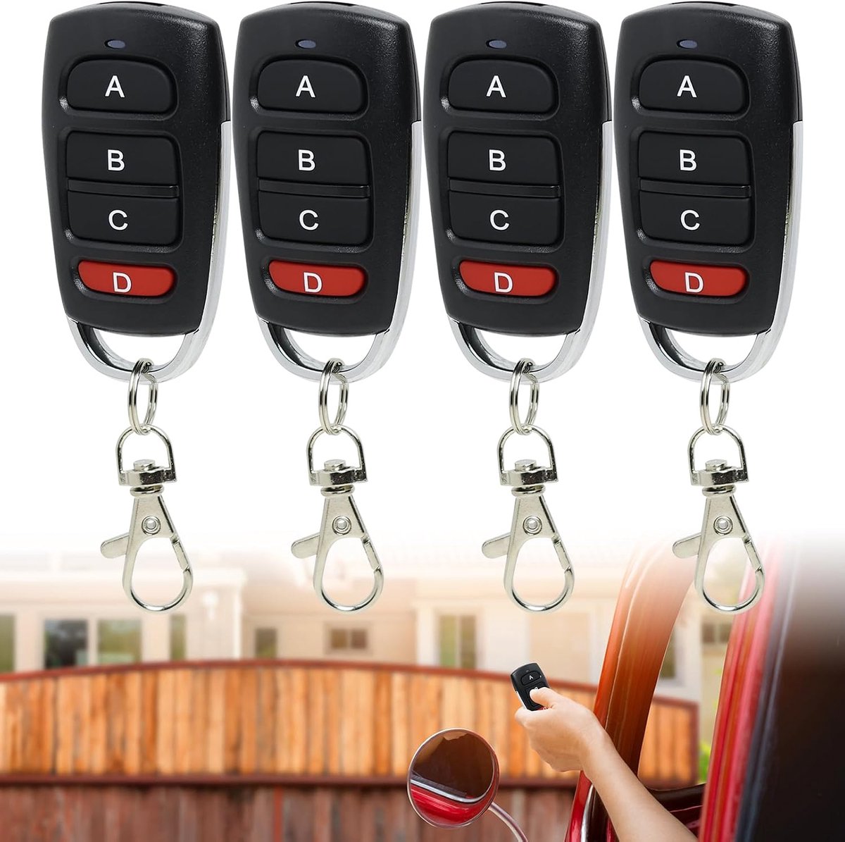 4 stuks universele afstandsbediening voor garage 433 MHz, robuuste duplicator met 4 toetsen, compatibel met verschillende merken, vervangende afstandsbedieningen voor poort garage auto vaste code