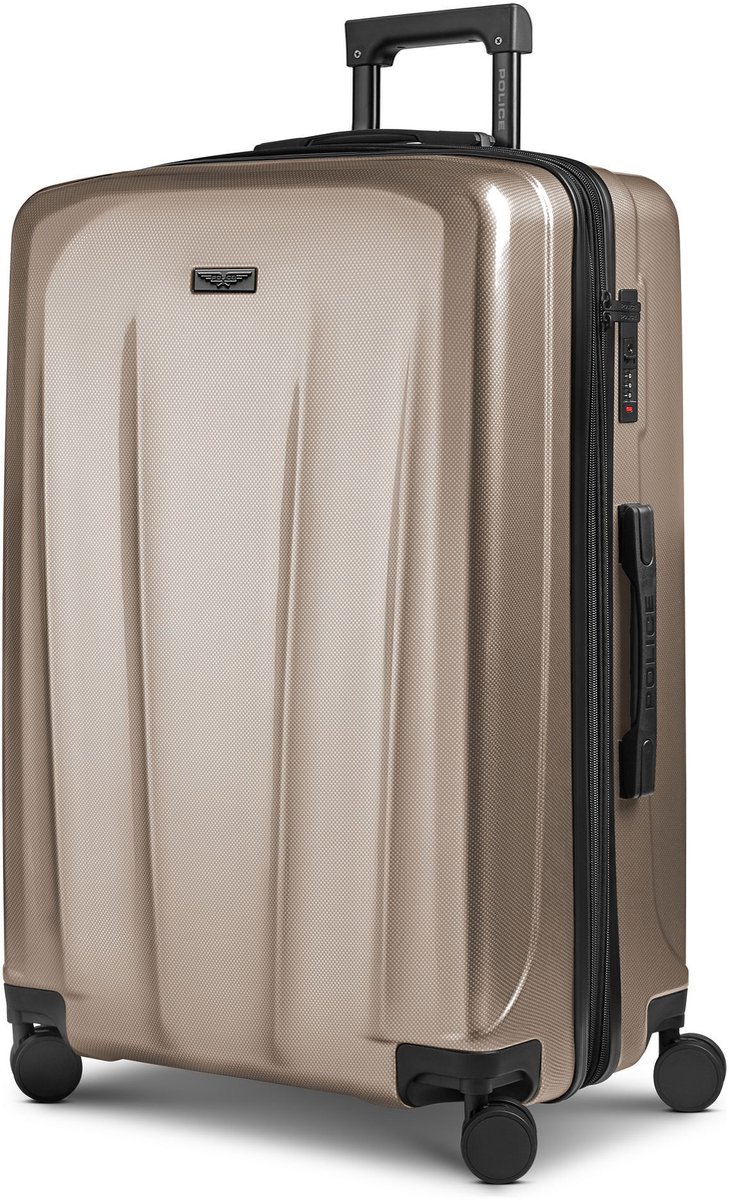 Police New York 4 wielen Trolley L 72 cm met uitbreidingsplooi - Harde bagage - TSA slot - champagner