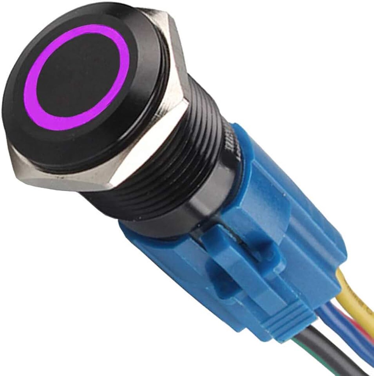 Schaal Auto Vrachtwagen Tuimelschakelaar Drukschakelaar Drukknop Schakelaar Wipschakelaar 16mm 12V 3A Purper LED Licht Engel Oog Symbool Metalen Stekker Draad