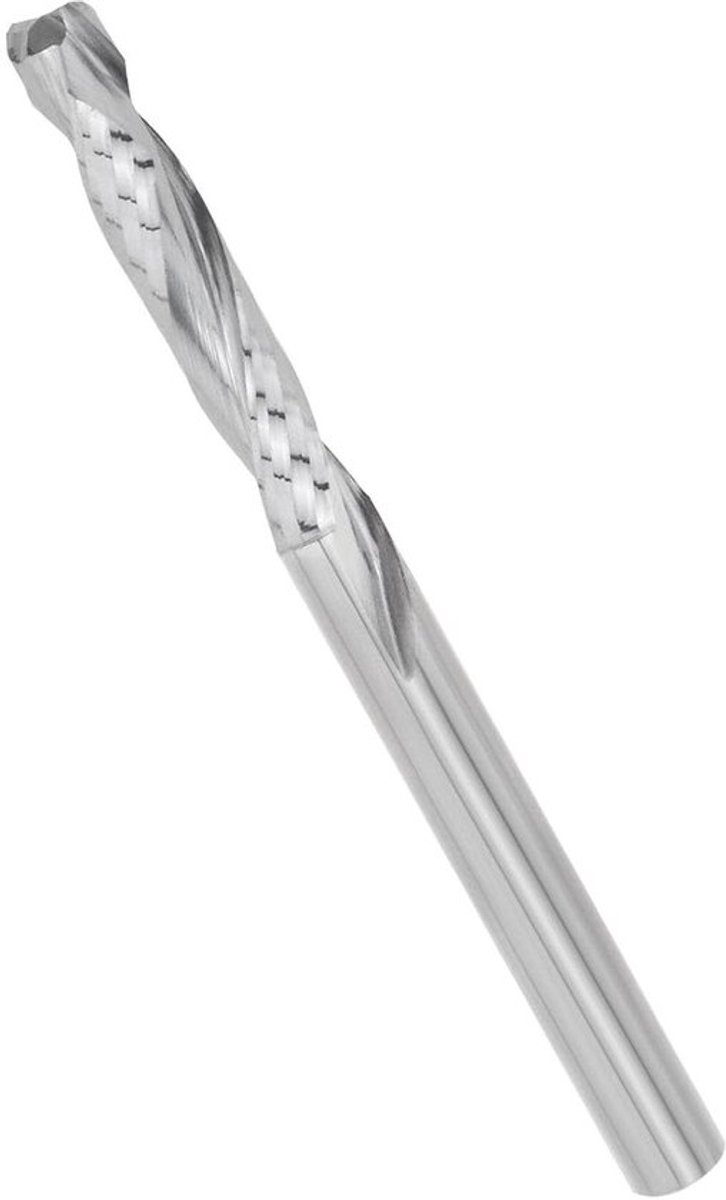 spiraalfrees houtsnijder - houtbewerking - compressie snijden - 6 mm schacht - spiraal op en neer - bits - totale lengte 75 mm - geschikt voor BI2_EMT_52 - zilverkleurig