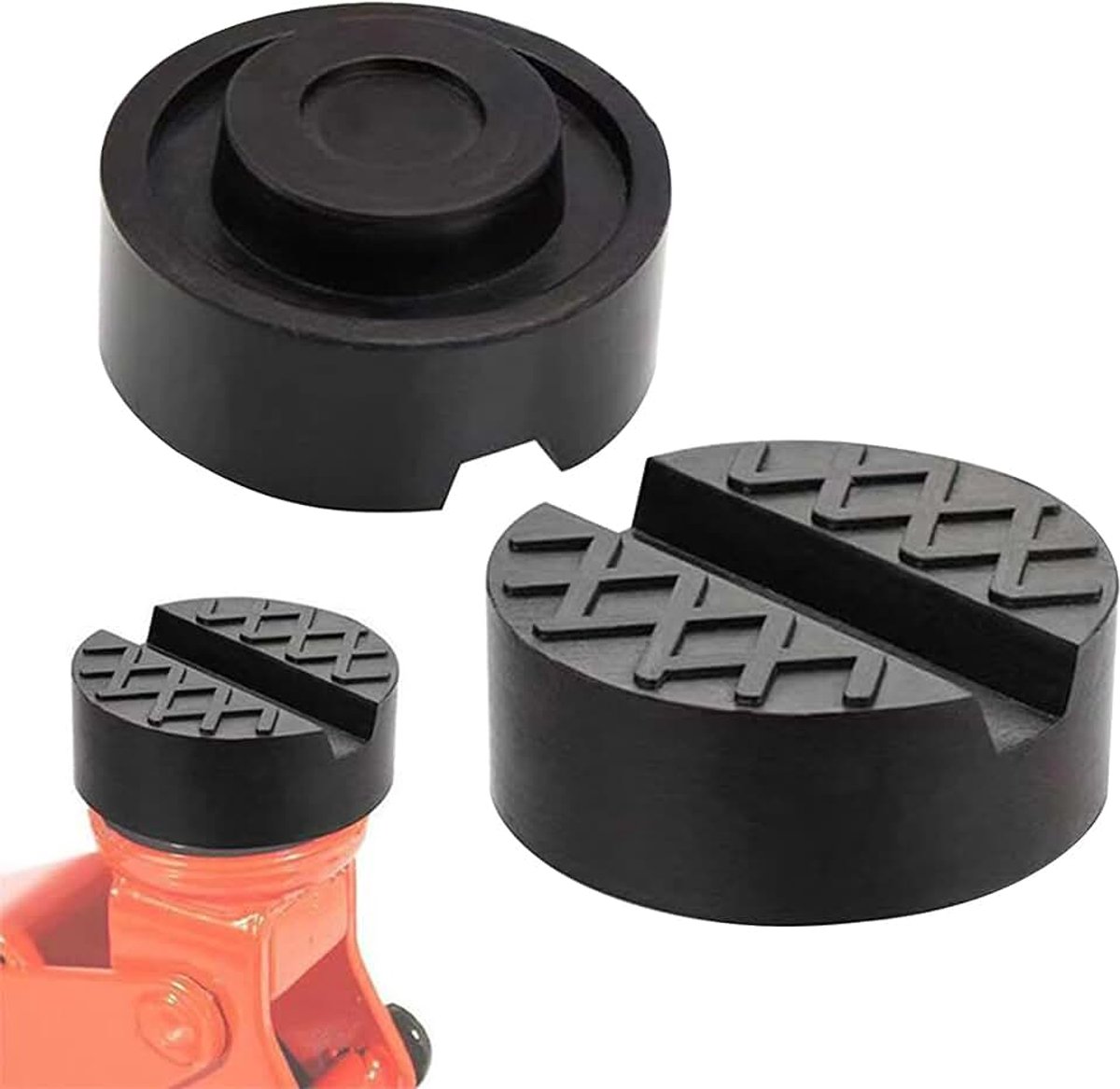 2 Stuks Rubberen Buffers Voor Krik Universele Rubberen Pad Voor Krik Met Groef En Antislip Oppervlak Voor Alle Auto's Tot 5 Ton (Zwart)