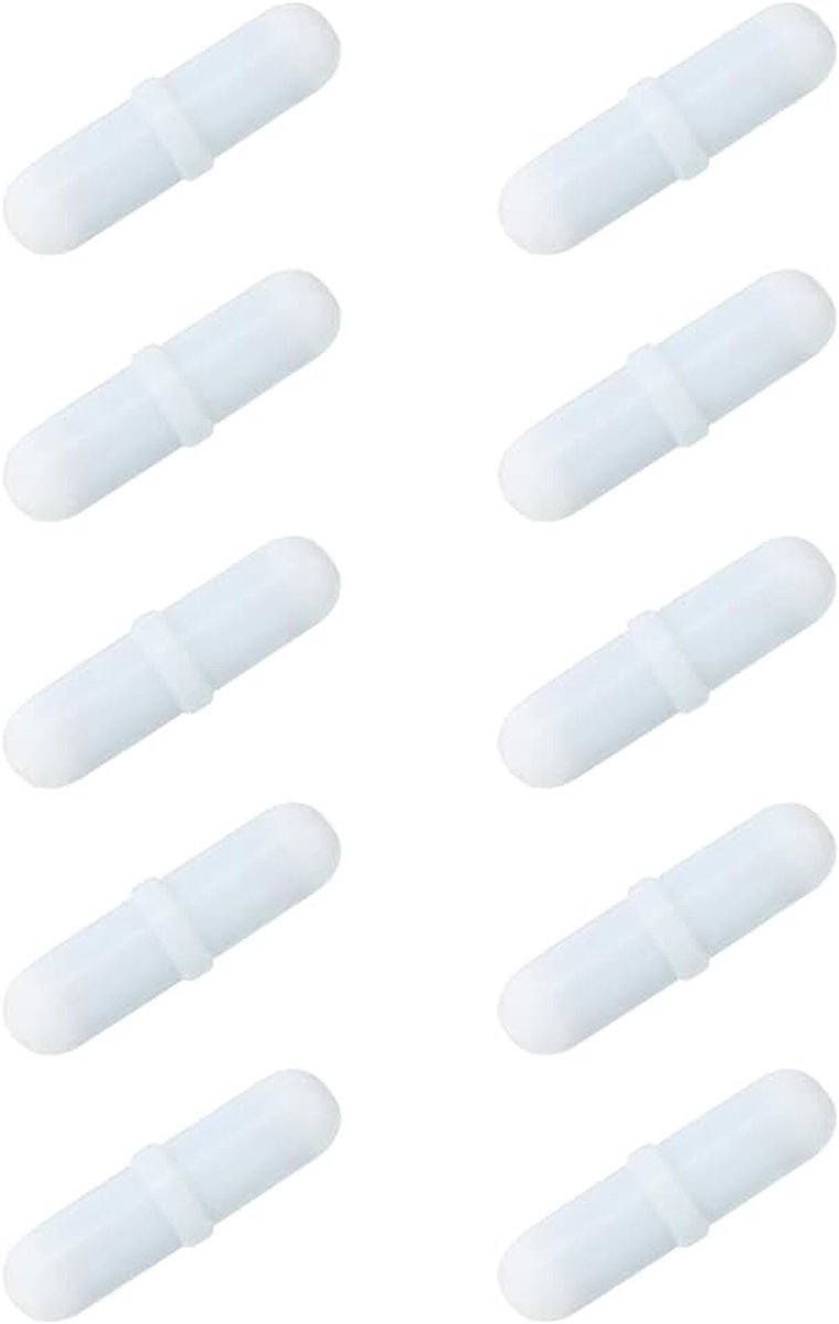 Magneetroerstaaf voor magneetroerder, cilindrische vorm, PTFE-coating, witte magneet, 25 mm/1 inch, voor laboratorium, 10 stuks