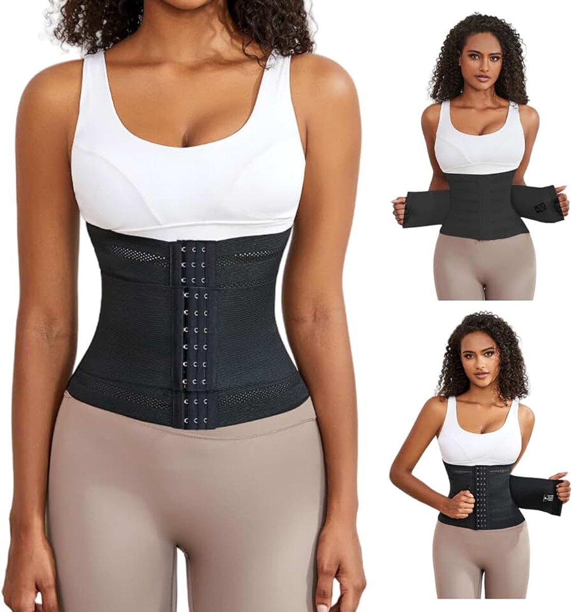 Verstelbare taille, korset voor fitnesstraining, korset voor dames, buikweg, tailletrainer voor heren en dames, zwart.