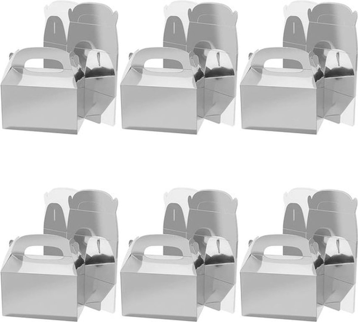 - Papieren Geschenk Dozen - Cadeautjes - Zilver - Huwelijk - Verjaardag - Feest - 24 stuks - 15,7 x 9 x 15 cm - Goodie doosjes - Geschikt voor diverse gelegenheden - Zilveren model - Geschenkdozen voor diverse doeleinden - Pak van 24 stuks