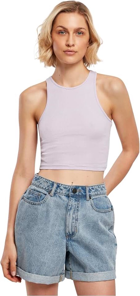 Classics Ladies Cropped Rib Top Top zwart Active wear, Basics, sport, Street wear