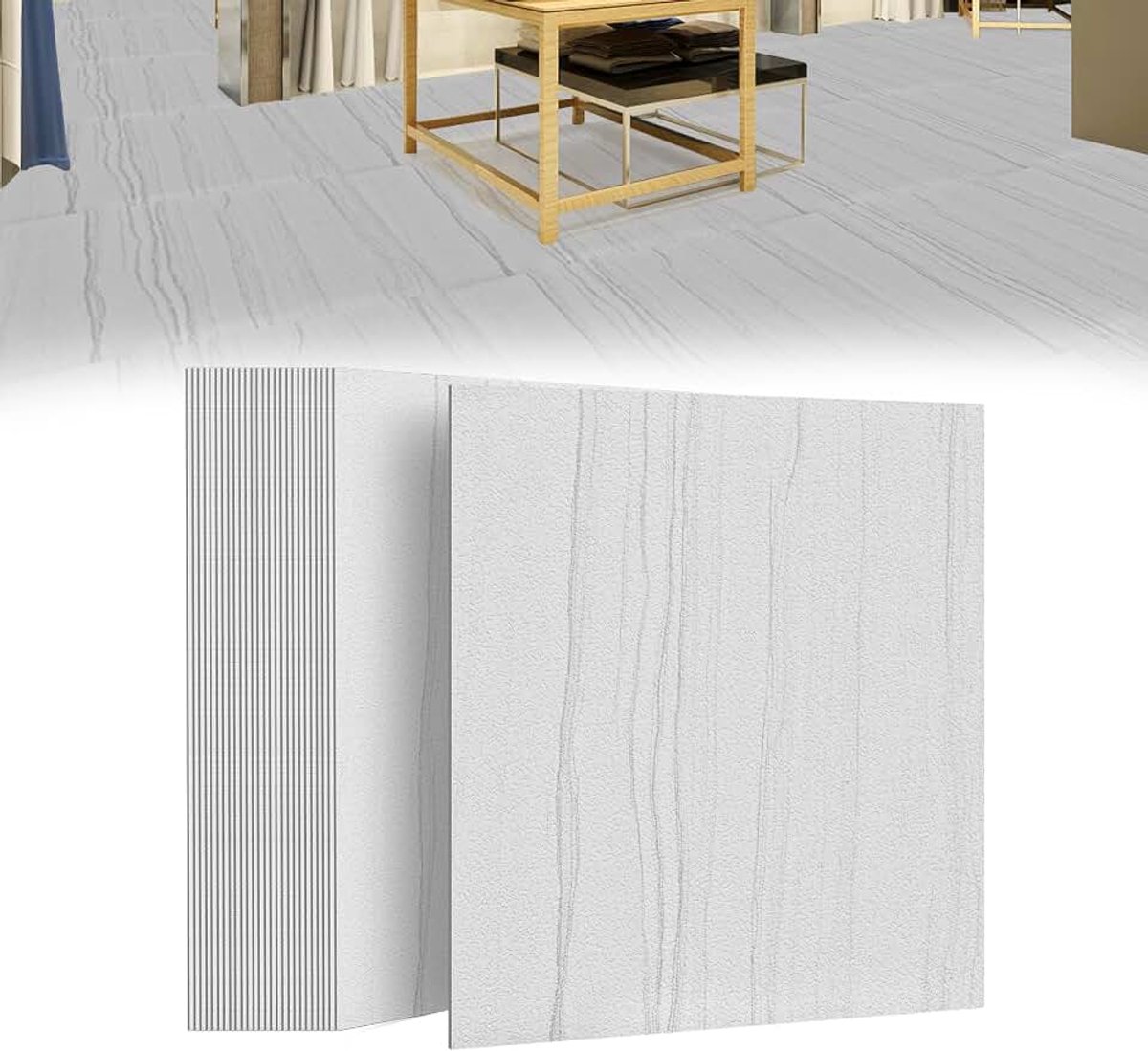 Set van 27 zelfklevende PVC vloertegels - 2,51 m² - Zelfklevende vinyl - Antislip en waterdicht - Voor woonkamer, keuken, badkamer - Lichtgrijs