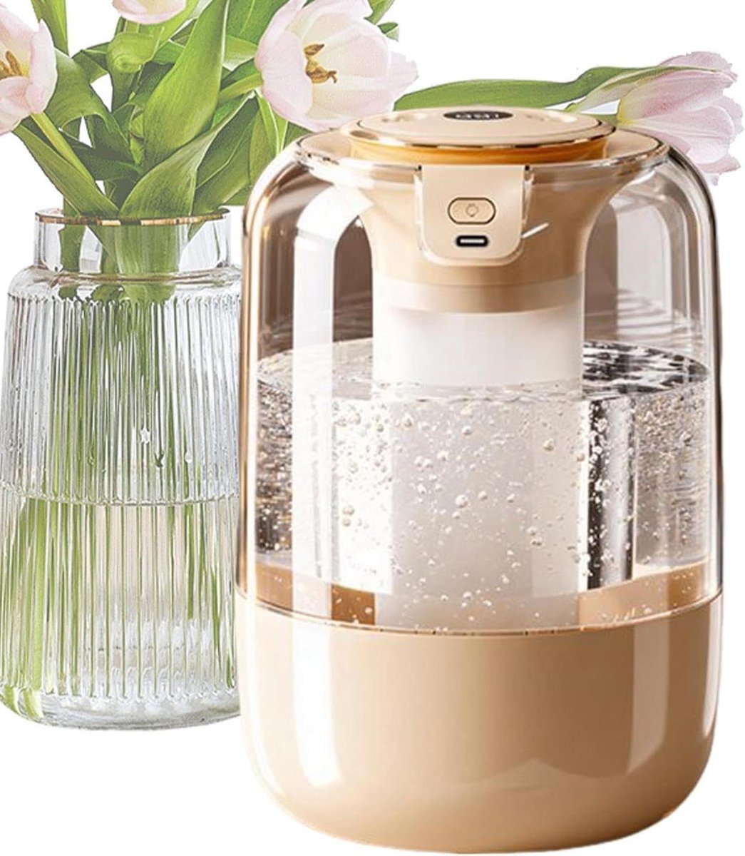 Luchtbevochtiger Dubbele Uitlaat - Ultrasone Verdamper - Luchtkwaliteit Verbeteren - Stil Digitaal Display - 2 Liter Tank - Khaki