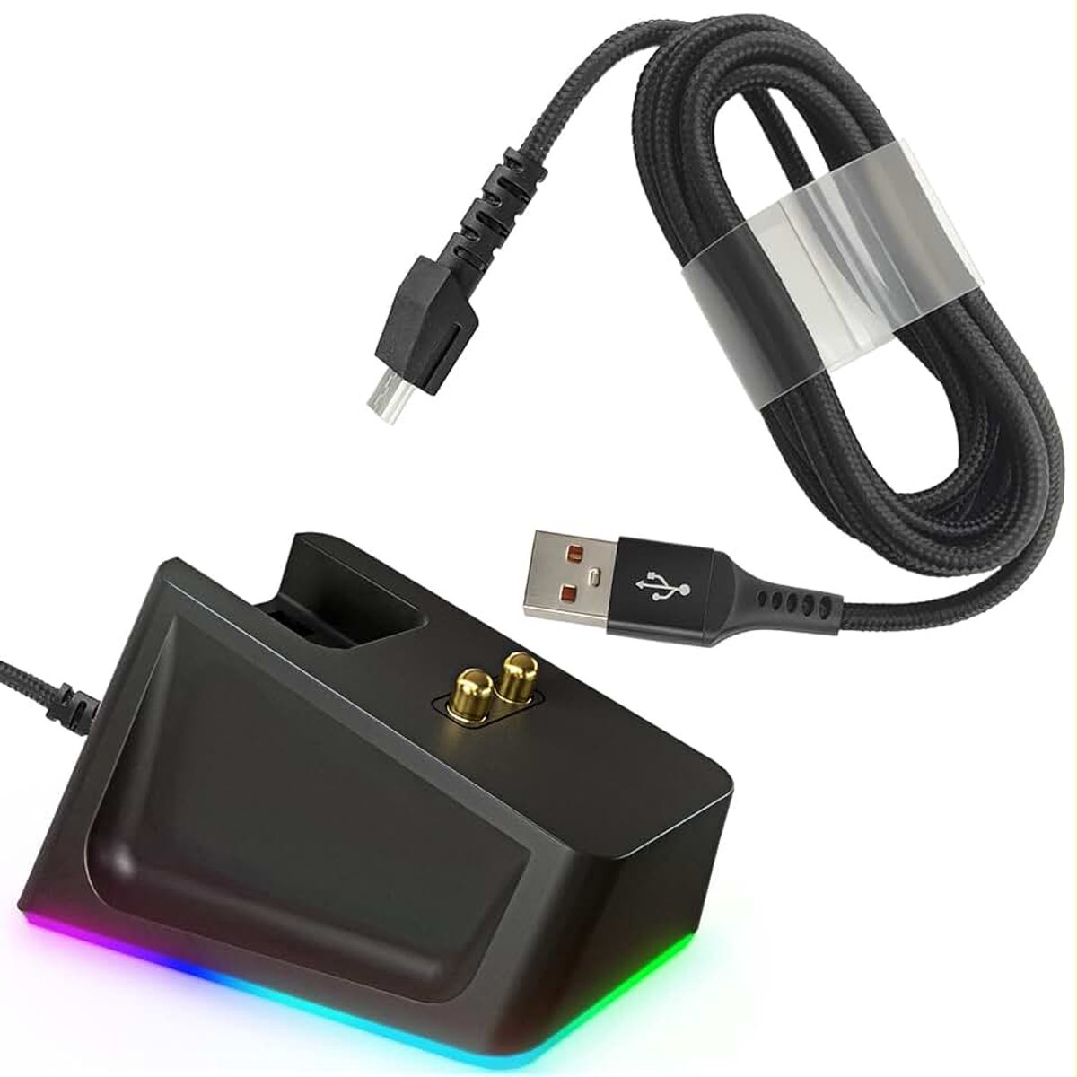 Oplaaddock met 1,5 m USB-oplaadkabel, geschikt voor Razer Naga Pro/DeathAdder/Basilisk/Viper Ultimate gaming-muis, magnetisch dock met laadstatusindicator en antislipsticker