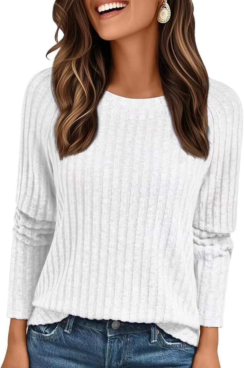 Dressy Casual Lange Mouw T-shirts Tuniek Tops Ronde hals Losse Fit Sweatshirts Shirts