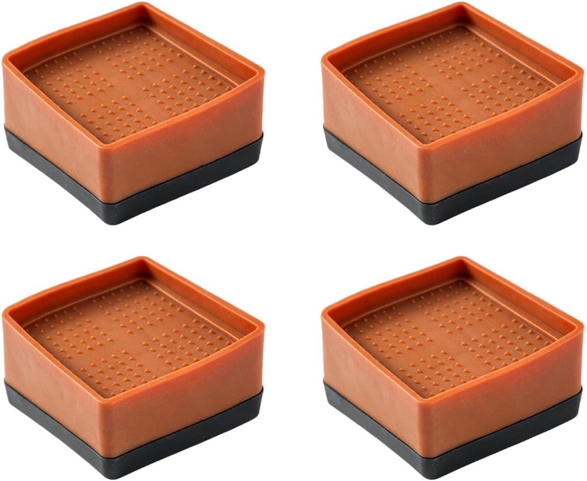 Stoelpootverhogers - Meubelverhogers Bankhouder - Meubels Stabiliseren - Stapelbaar Antislip Structuur - 4 stuks - Bruin