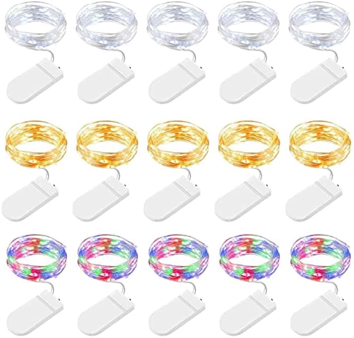 15 stuks led-lichtketting op batterijen, 2 m/20 mini voor binnen en buiten, doe-het-zelf, waterdicht, voor Kerstmis, slaapkamer, feest