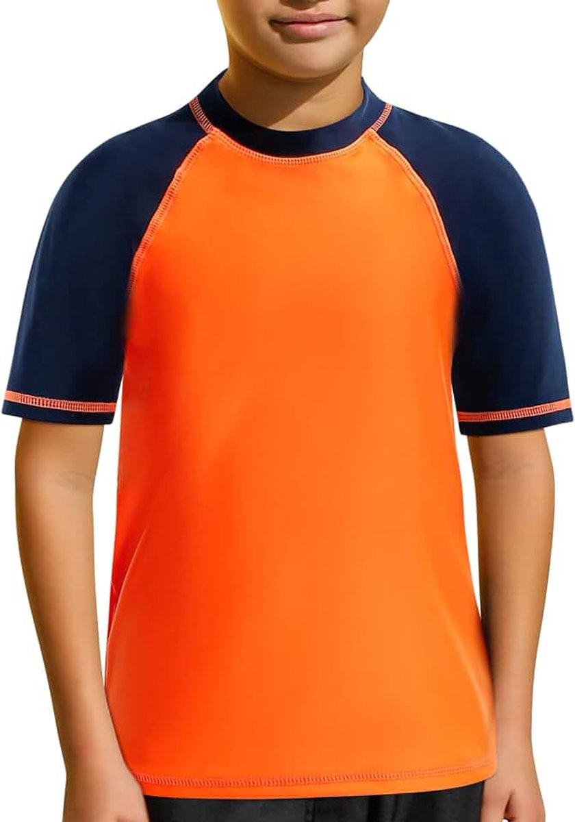 UV-shirt voor kinderen, uv-bescherming, UPF50+, korte mouwen, zwembad, zee, kinderen, sneldrogend, 4-14 jaar