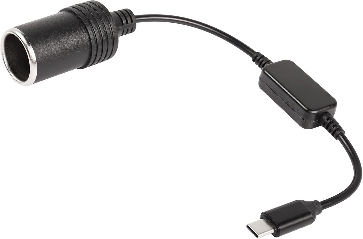 1ft USB C Mannelijke naar 12V 8W Sigarettenaansteker Socket Adapter Power Kabel voor Dash Cam, GPS, Auto Led Light Strips