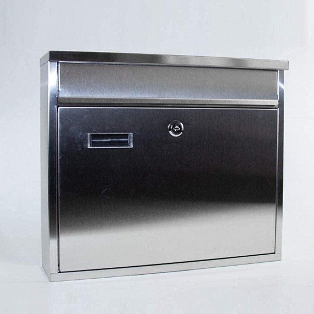 Wandbrievenbus - Pakketbox brievenbus - Veilig post ontvangen - Gepoedercoat staal - 36 x 8.5 x 31 cm - Zilver zwart