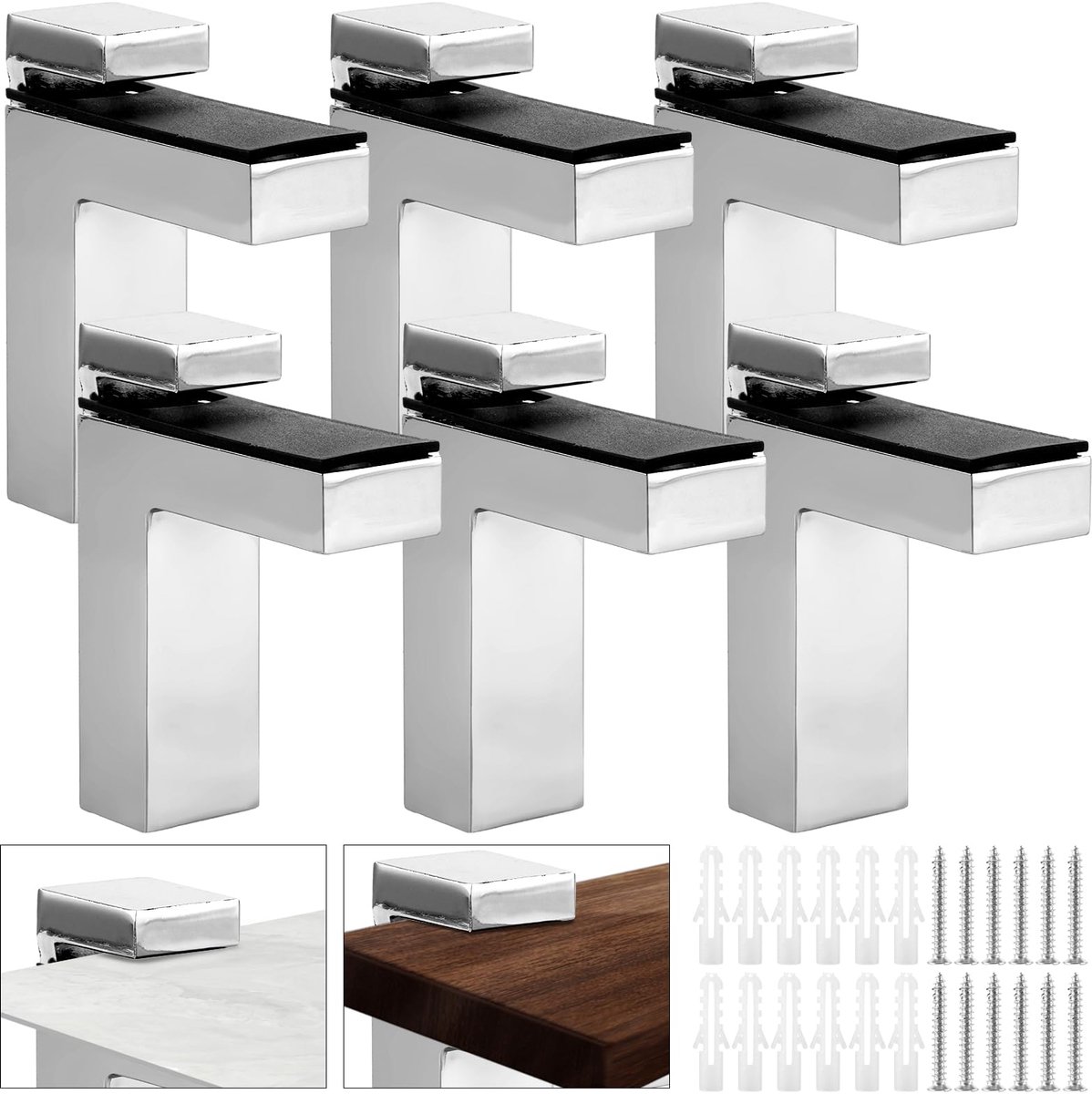 Plankdragers, verstelbare glazen plankhouders, glazen plank, wandhouder, zinklegering, glashouder voor 3-36 mm dikke planken, glas en hout