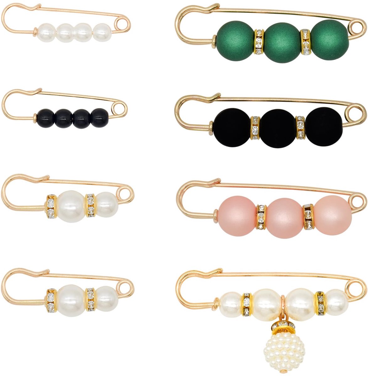 Broches voor dames, 8 stuks, kunstmatige parelbroche, modieuze decoratieve pinnen, sweater, sjaalspeld, veiligheidsspelden, jurk, vest, clips, manchetknoop, taille, broekspanner voor vrouwen