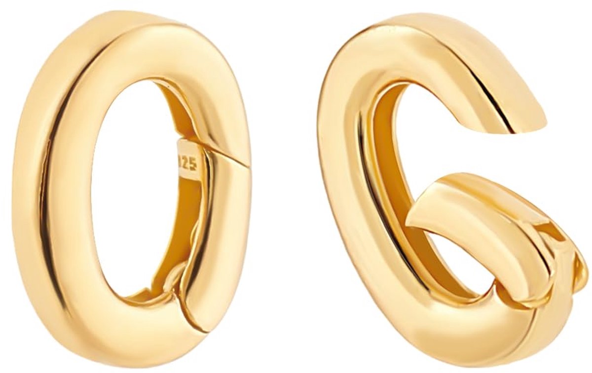 PandaHall 2 stuks 925 sterling zilveren veer borgtocht, 10,5 x 7,5 x 2 mm gouden ketting versterker ketting sluitingen en sluitingen borgsluiting klikhek ring voor doe-het-zelf armbanden sieraden
