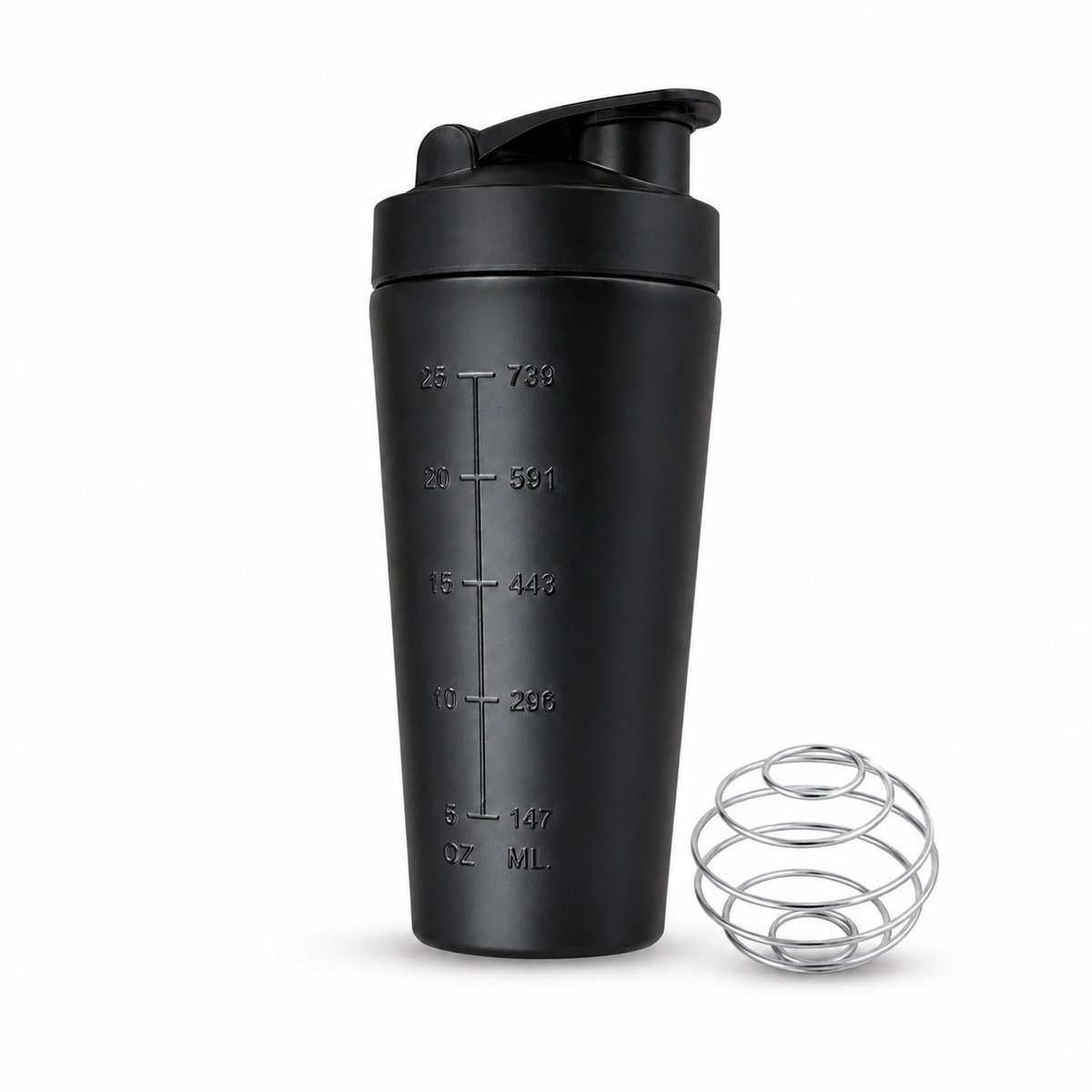 My Green Deal - Shakebeker Zwart - RVS Shaker 800ml - Protein Shaker met Metalen Mengbal - Sportbeker