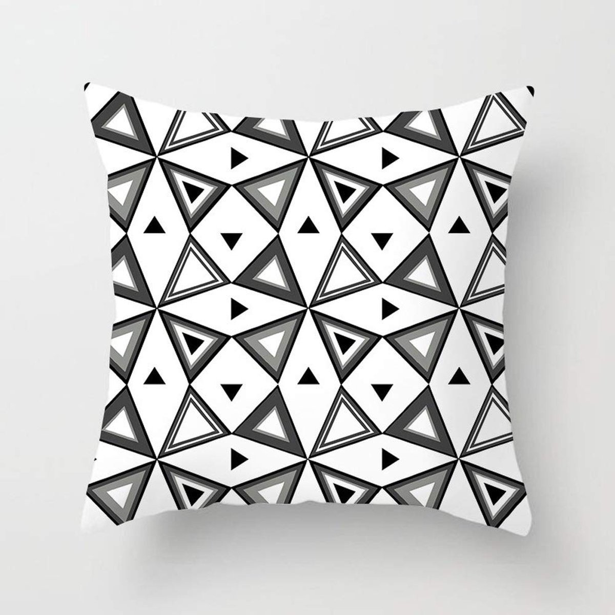 Kussenhoes Zwart En Wit Polyester Sierkussen Case Gestreepte Gestippelde Raster Driehoekige Geometrische Art Kussenhoes (45cm*45cm/18in*18in * 2 pcs,Colour 14)