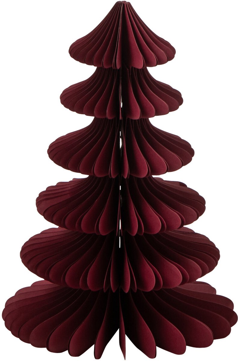 J-Line decoratie Boom - papier - bordeaux - small