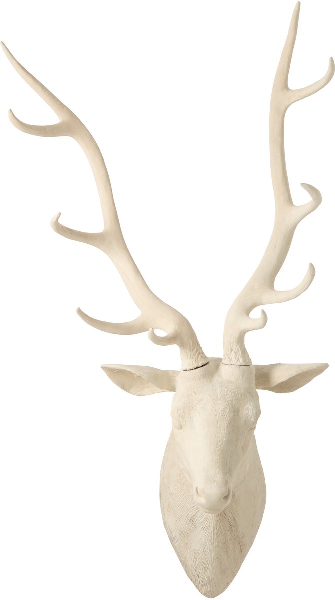 J-Line Hangende hertenkop - polyresin - beige