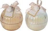 J-Line Kerstbalkaars - glas - goud/transparant - medium - 2 assortimenten van 1