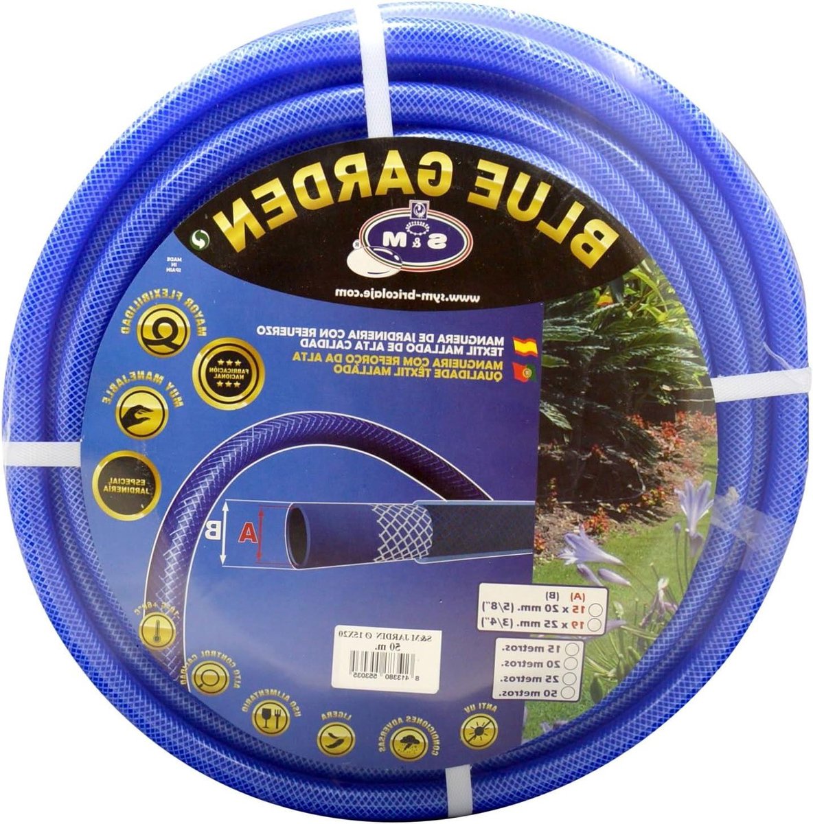 Tuinslang Versterkt - Flexibele Slang - Water Geven - Anti-Knik Kwaliteit - 50 Meter - Blauw