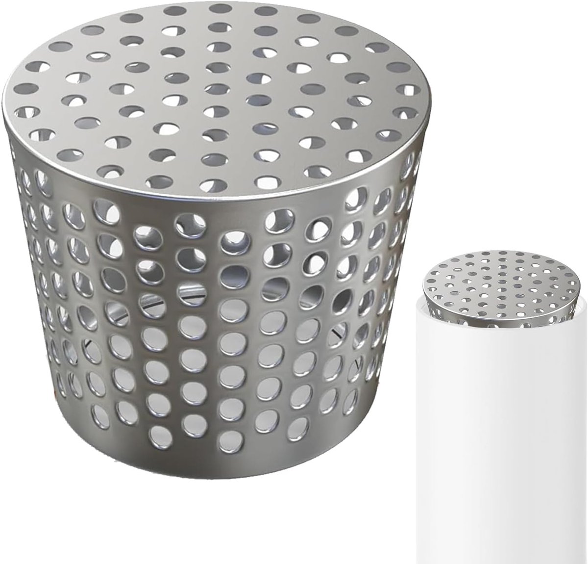Bladbescherming, roestvrij staal, 68-83 mm, regengoten, bladvanger, valpijpbescherming voor platte dakafvoer, afvoer en valpijpen, dakgootzeef