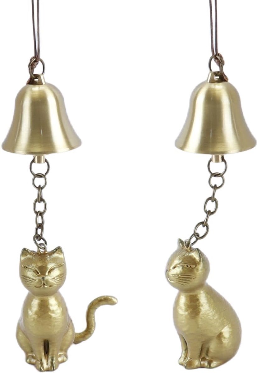 Windgong van kat in art-decostijl, koperen PLA, tuindecoratie, ornament voor veranda, tuin, huis, kattenbeeld, thema, cadeau, type D