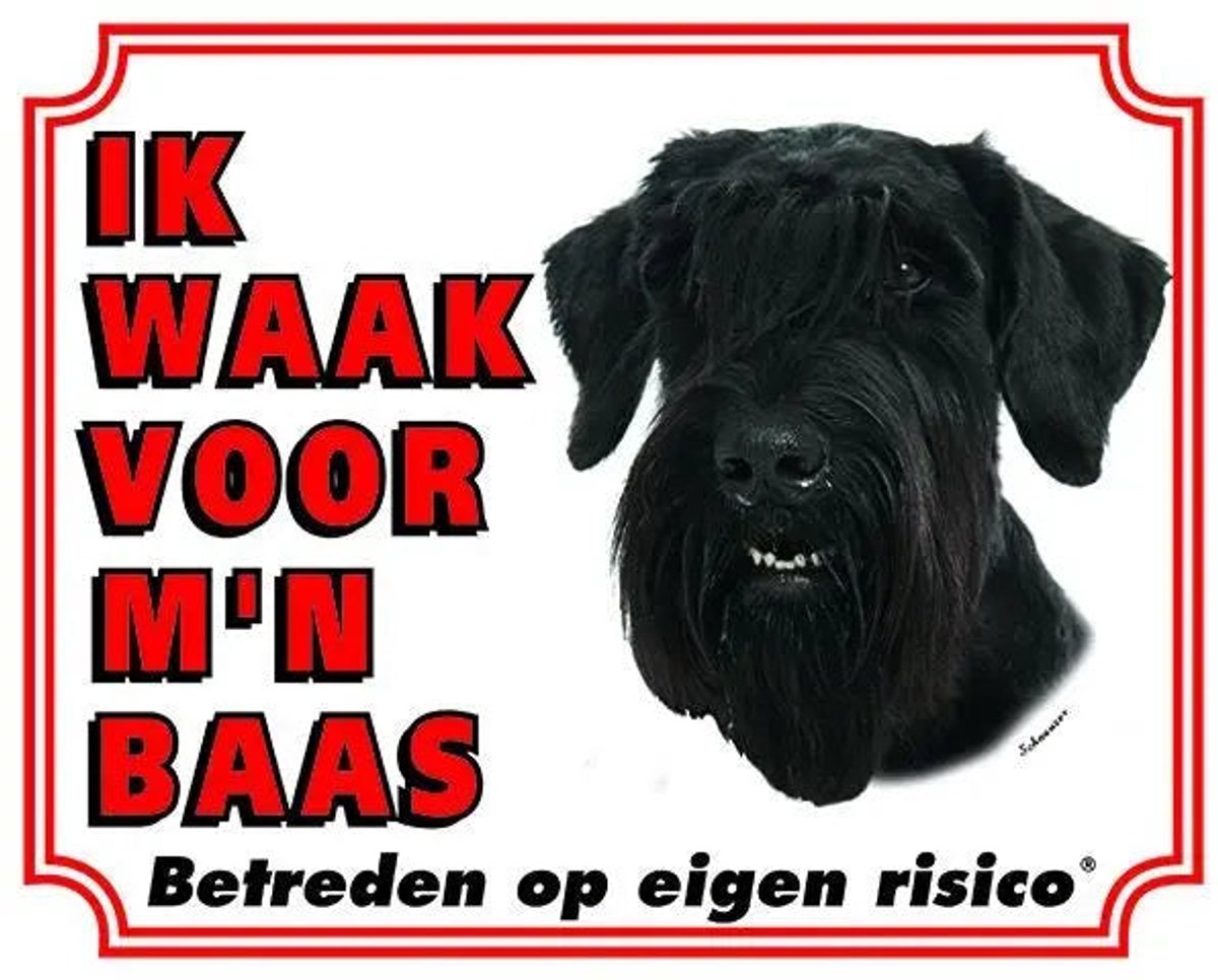 Bol.com Schnauzer Waakbord - Ik waak voor mijn baas Zwart aanbieding