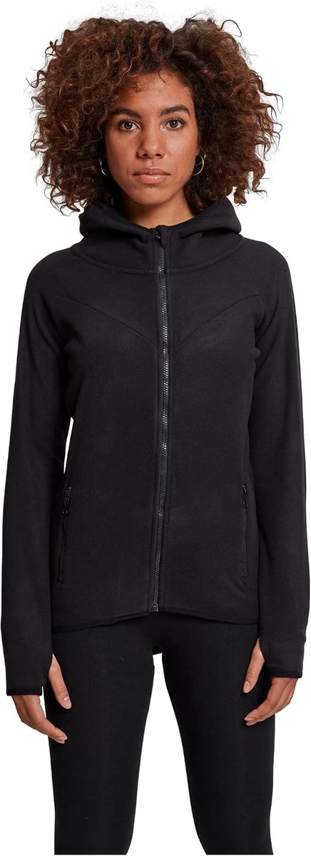 Classics Ladies Polar Fleece Zip Hoodie Vest met capuchon zwart Basics, Street wear