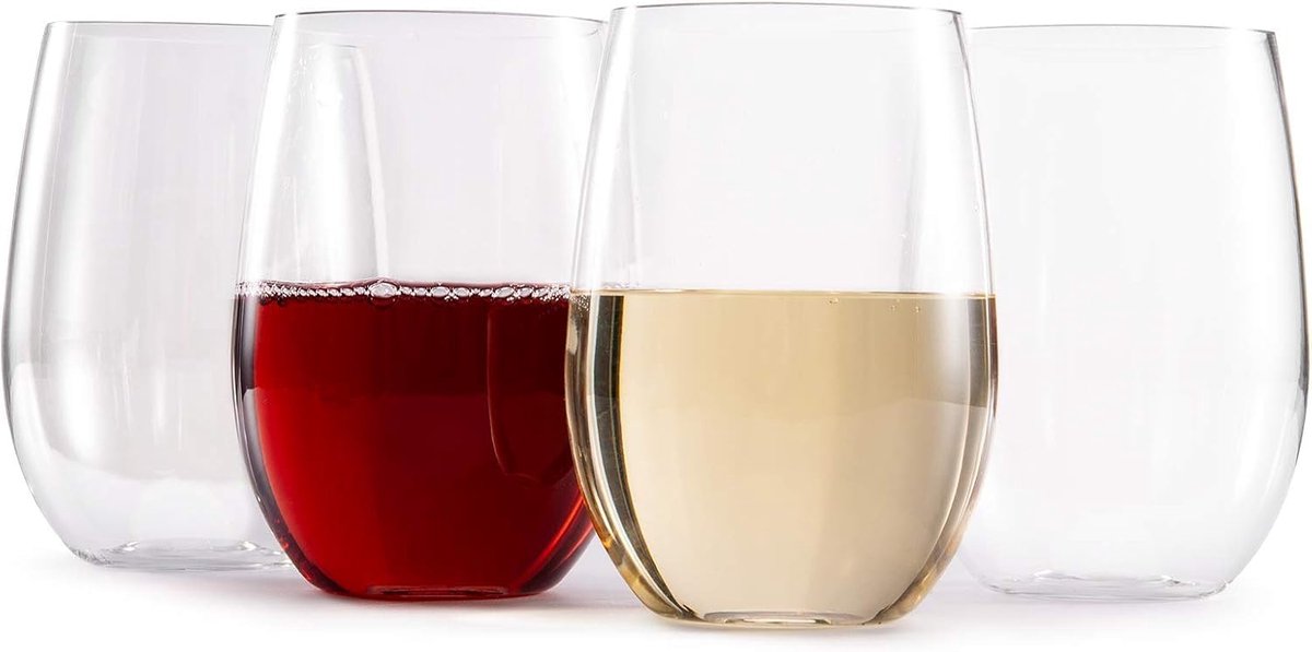 drinkglazen, sapglazen 470 ml Tritan BPA-vrij zonder steel plastic wijnglazen 4-delige set | Longdrinkglazen vaatwasserbestendig hoge breukweerstand | Perfect voor thuis en feesten