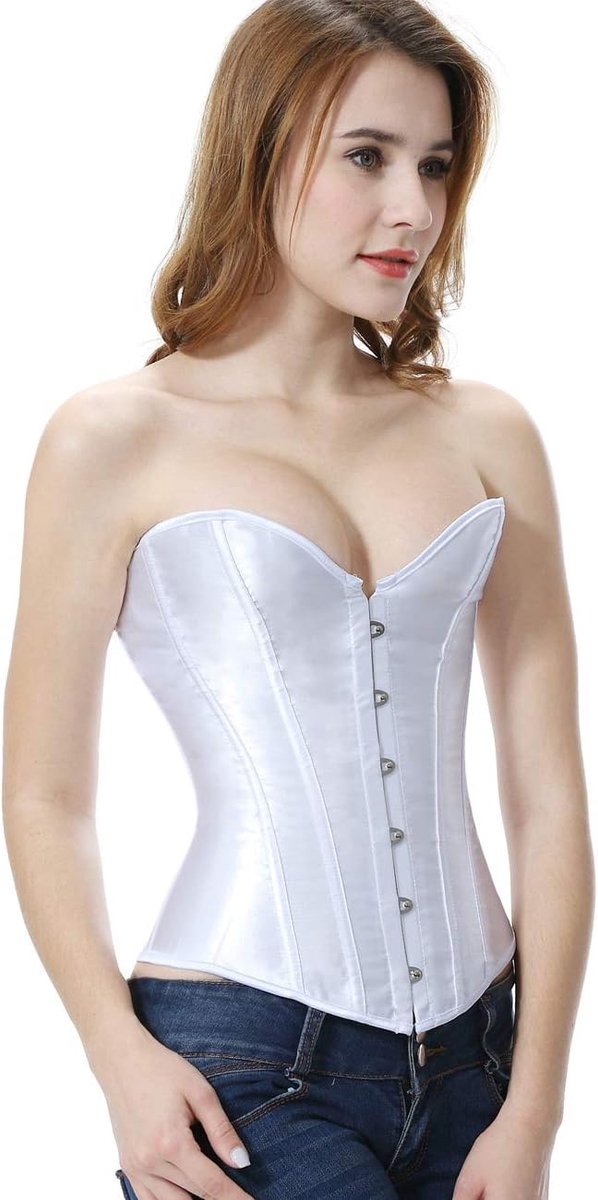Sweetheart Overbuste Satijnen Kanten Bustier met Korset