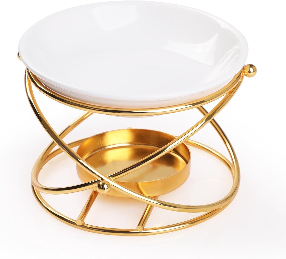 Metalen Essentiële Olie Brander Wax Smeltbrander Diffuser, Theelicht Kaars Houder Geurverspreider Thuis Slaapkamer Decor, Ronde Goud