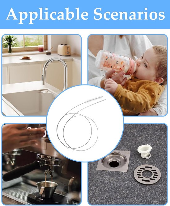 2-delige set, wit, 100 cm lang, flexibel en eenvoudig te hanteren, extra lange uitvoering, geschikt voor rietjes, slangen, flessen en koelkastafvoerslangen. — afbeelding 5